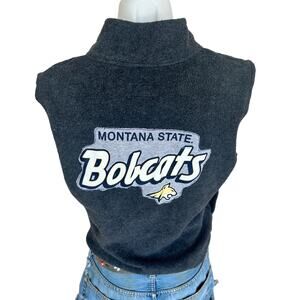 Montana State Bobcat Fleece Vest  XL Football Unique Tailgate MSU Gray Blue